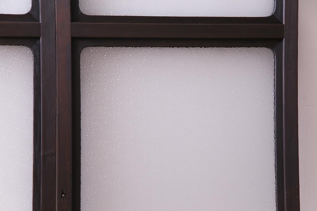 大正ロマン　ダイヤガラス入り!太めのフレームが存在感を放つモダンなガラス戸(窓、引き戸、建具)4枚組