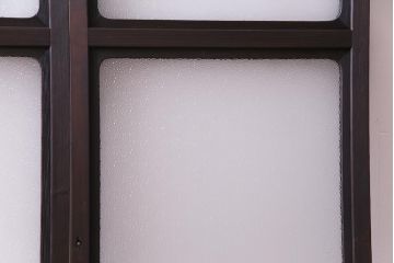 大正ロマン　ダイヤガラス入り!太めのフレームが存在感を放つモダンなガラス戸(窓、引き戸、建具)4枚組