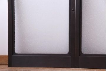 大正ロマン　ダイヤガラス入り!太めのフレームが存在感を放つモダンなガラス戸(窓、引き戸、建具)4枚組