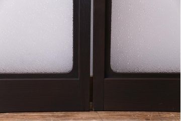 大正ロマン　ダイヤガラス入り!太めのフレームが存在感を放つモダンなガラス戸(窓、引き戸、建具)4枚組