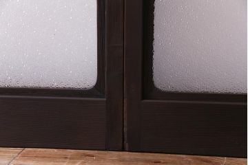 大正ロマン　ダイヤガラス入り!太めのフレームが存在感を放つモダンなガラス戸(窓、引き戸、建具)4枚組