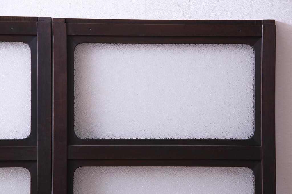 大正ロマン　ダイヤガラス入り!太めのフレームが存在感を放つモダンなガラス戸(窓、引き戸、建具)4枚組