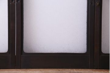 大正ロマン　ダイヤガラス入り!太めのフレームが存在感を放つモダンなガラス戸(窓、引き戸、建具)4枚組