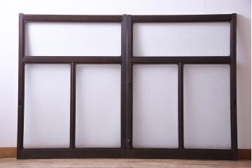大正ロマン　ダイヤガラス 太めのフレームが存在感を放つモダンなガラス戸(窓、引き戸、建具)2枚組