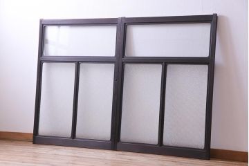 大正ロマン　ダイヤガラス 太めのフレームが存在感を放つモダンなガラス戸(窓、引き戸、建具)2枚組