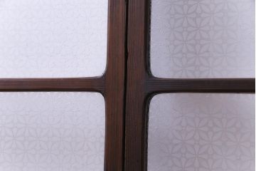 昭和レトロ　オリジナル花ガラス　心和む花菱模様のガラス戸(窓・引き戸・建具)2枚組