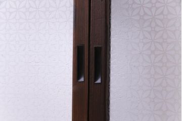 昭和レトロ　オリジナル花ガラス　心和む花菱模様のガラス戸(窓・引き戸・建具)2枚組