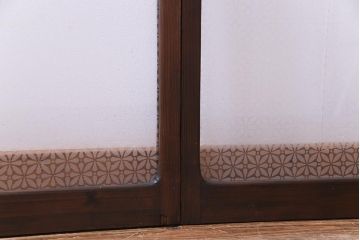 昭和レトロ　オリジナル花ガラス　心和む花菱模様のガラス戸(窓・引き戸・建具)2枚組