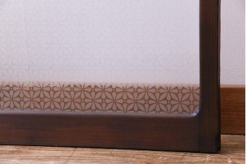 昭和レトロ　オリジナル花ガラス　心和む花菱模様のガラス戸(窓・引き戸・建具)2枚組