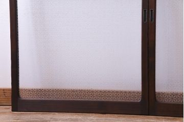 昭和レトロ　オリジナル花ガラス　心和む花菱模様のガラス戸(窓・引き戸・建具)2枚組