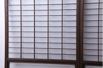 昭和初期　上質な和の空間を演出するガラス障子戸(格子戸、ガラス戸、引き戸、建具)2枚組