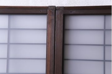 昭和初期　上質な和の空間を演出するガラス障子戸(格子戸、ガラス戸、引き戸、建具)2枚組