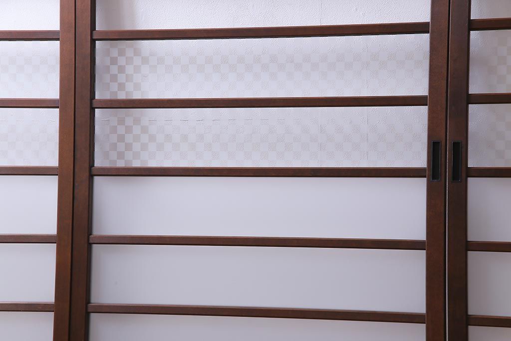 昭和レトロ　異なるガラスを組み合わせたシンプルな引き戸(ガラス戸、建具)4枚組