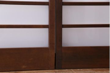 昭和レトロ　異なるガラスを組み合わせたシンプルな引き戸(ガラス戸、建具)4枚組