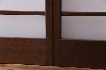 昭和レトロ　異なるガラスを組み合わせたシンプルな引き戸(ガラス戸、建具)4枚組