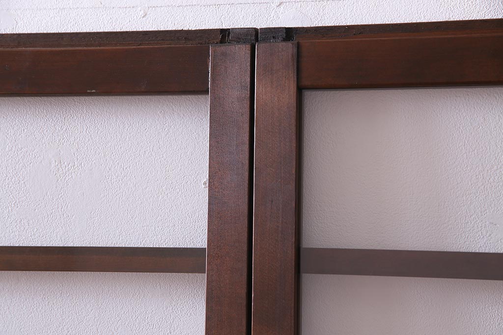 昭和レトロ　異なるガラスを組み合わせたシンプルな引き戸(ガラス戸、建具)4枚組