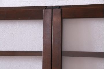 昭和レトロ　異なるガラスを組み合わせたシンプルな引き戸(ガラス戸、建具)4枚組