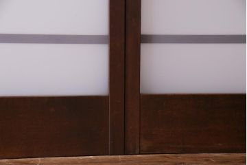 昭和レトロ　異なるガラスを組み合わせたシンプルな引き戸(ガラス戸、建具)4枚組