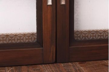 昭和初期　ラフジュオリジナルガラス　レトロモダンなガラス戸2枚セット(サッシ、窓、引戸)