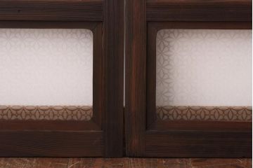 昭和初期　ラフジュオリジナルガラス　レトロモダンなガラス戸2枚セット(サッシ、窓、引戸)