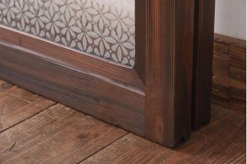 昭和初期　ラフジュオリジナルガラス　レトロモダンなガラス戸2枚セット(サッシ、窓、引戸)