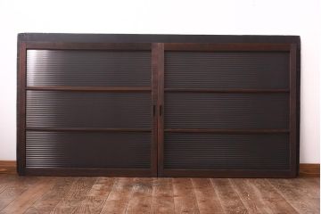 昭和レトロ　モールガラスがモダンでおしゃれなガラス戸2枚セット(サッシ、窓、引戸)