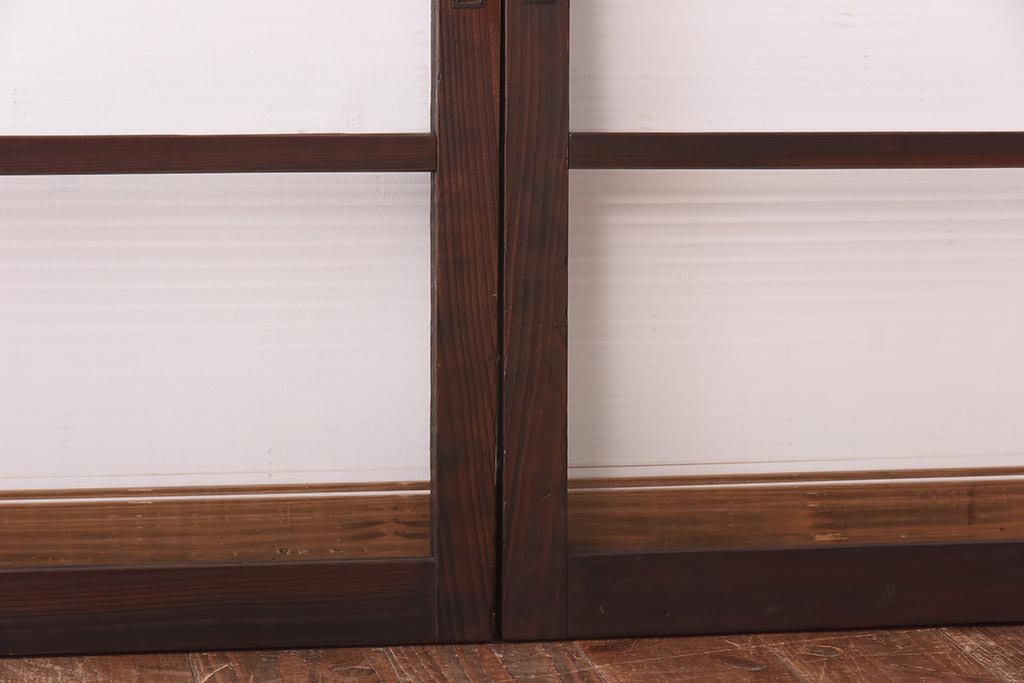 昭和レトロ　モールガラスがモダンでおしゃれなガラス戸2枚セット(サッシ、窓、引戸)