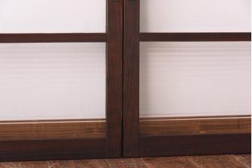 昭和レトロ　モールガラスがモダンでおしゃれなガラス戸2枚セット(サッシ、窓、引戸)