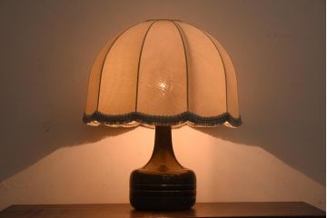 レトロ　大きなキャンバスシェードが可愛いテーブルランプ(スタンドライト、卓上照明)