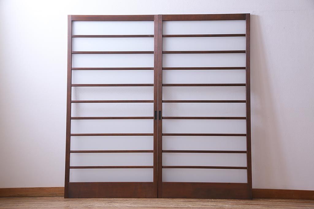 昭和レトロ　オリジナル花ガラス　明るい空間を作り出すガラス戸(引き戸、建具)2枚組