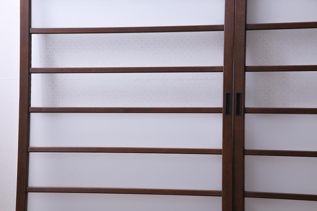 昭和レトロ　オリジナル花ガラス　明るい空間を作り出すガラス戸(引き戸、建具)2枚組