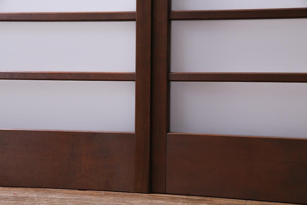 昭和レトロ　オリジナル花ガラス　明るい空間を作り出すガラス戸(引き戸、建具)2枚組