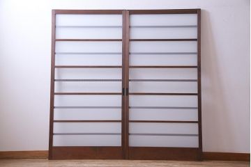 昭和レトロ　オリジナル花ガラス　明るい空間を作り出すガラス戸(引き戸、建具)2枚組