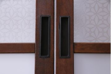 昭和レトロ　オリジナル花ガラス　明るい空間を作り出すガラス戸(引き戸、建具)2枚組