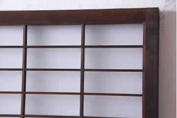 昭和初期　オリジナル花ガラス入り!上質な和の空間を演出するガラス障子戸(格子戸、ガラス戸、引き戸、建具)2枚組