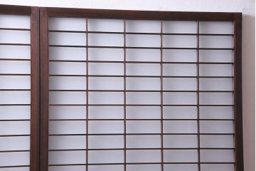 昭和初期　オリジナル花ガラス入り!上質な和の空間を演出するガラス障子戸(格子戸、ガラス戸、引き戸、建具)2枚組