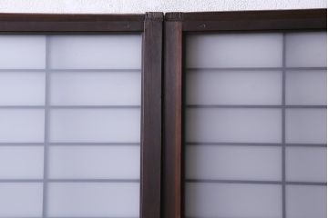 昭和初期　オリジナル花ガラス入り!上質な和の空間を演出するガラス障子戸(格子戸、ガラス戸、引き戸、建具)2枚組