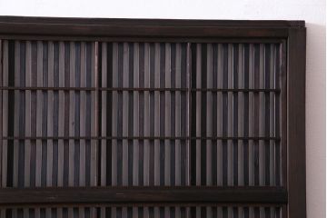 昭和初期　裏障子付き　和モダンの空間づくりに活躍する格子戸2枚セット(ガラス帯戸、障子戸、引戸)