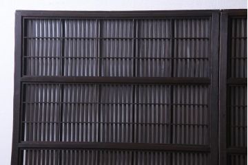 昭和初期　裏障子付き　和モダンの空間づくりに活躍する格子戸2枚セット(ガラス帯戸、障子戸、引戸)