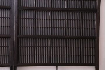 昭和初期　裏障子付き　和モダンの空間づくりに活躍する格子戸2枚セット(ガラス帯戸、障子戸、引戸)