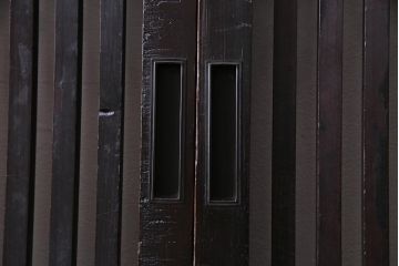 和製アンティーク　上手物　燻された質感が味わい深い格子戸2枚セット(引き戸、建具)(1)