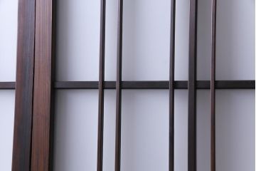 上手物　麻の葉模様ガラス　腰板ケヤキ材　ヒノキ　和の風情あふれるガラス戸4枚セット(建具、引き戸、ガラス帯戸)