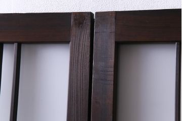 上手物　麻の葉模様ガラス　腰板ケヤキ材　ヒノキ　和の風情あふれるガラス戸4枚セット(建具、引き戸、ガラス帯戸)