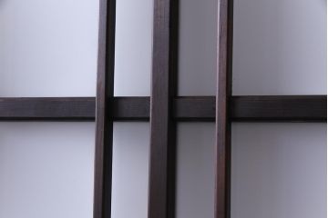上手物　麻の葉模様ガラス　腰板ケヤキ材　ヒノキ　和の風情あふれるガラス戸4枚セット(建具、引き戸、ガラス帯戸)
