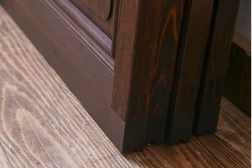 上手物　麻の葉模様ガラス　腰板ケヤキ材　ヒノキ　和の風情あふれるガラス戸4枚セット(建具、引き戸、ガラス帯戸)