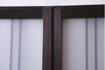 上手物　麻の葉模様ガラス　腰板ケヤキ材　ヒノキ　和の風情あふれるガラス戸4枚セット(建具、引き戸、ガラス帯戸)