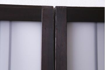上手物　麻の葉模様ガラス　腰板ケヤキ材　ヒノキ　和の風情あふれるガラス戸4枚セット(建具、引き戸、ガラス帯戸)