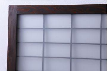 和製アンティーク　昭和初期　すりガラス越しに映る桟が風情感じるガラス戸2枚セット(引き戸、建具)