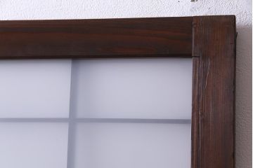 和製アンティーク　昭和初期　すりガラス越しに映る桟が風情感じるガラス戸2枚セット(引き戸、建具)