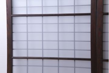 和製アンティーク　昭和初期　すりガラス越しに映る桟が風情感じるガラス戸2枚セット(引き戸、建具)